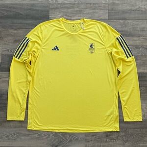 NWOT 2025 Boston Marathon BAA Adidas Participant Shirt Men XL Yellow Long Sleeve